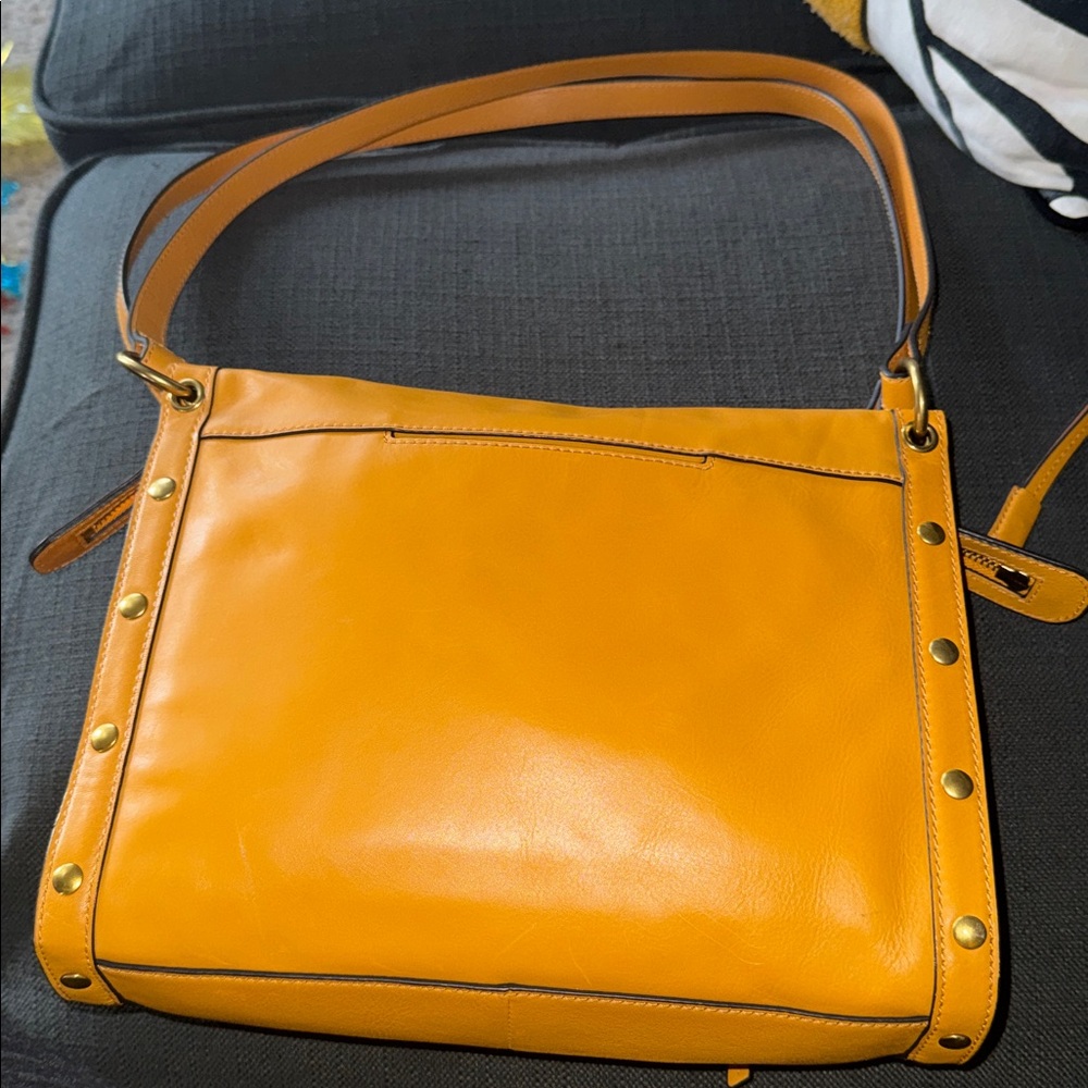 Fossil Allie Satchel Mustard Yellow Leather Shoulder Bag NWOT missing key - Picture 4 of 5